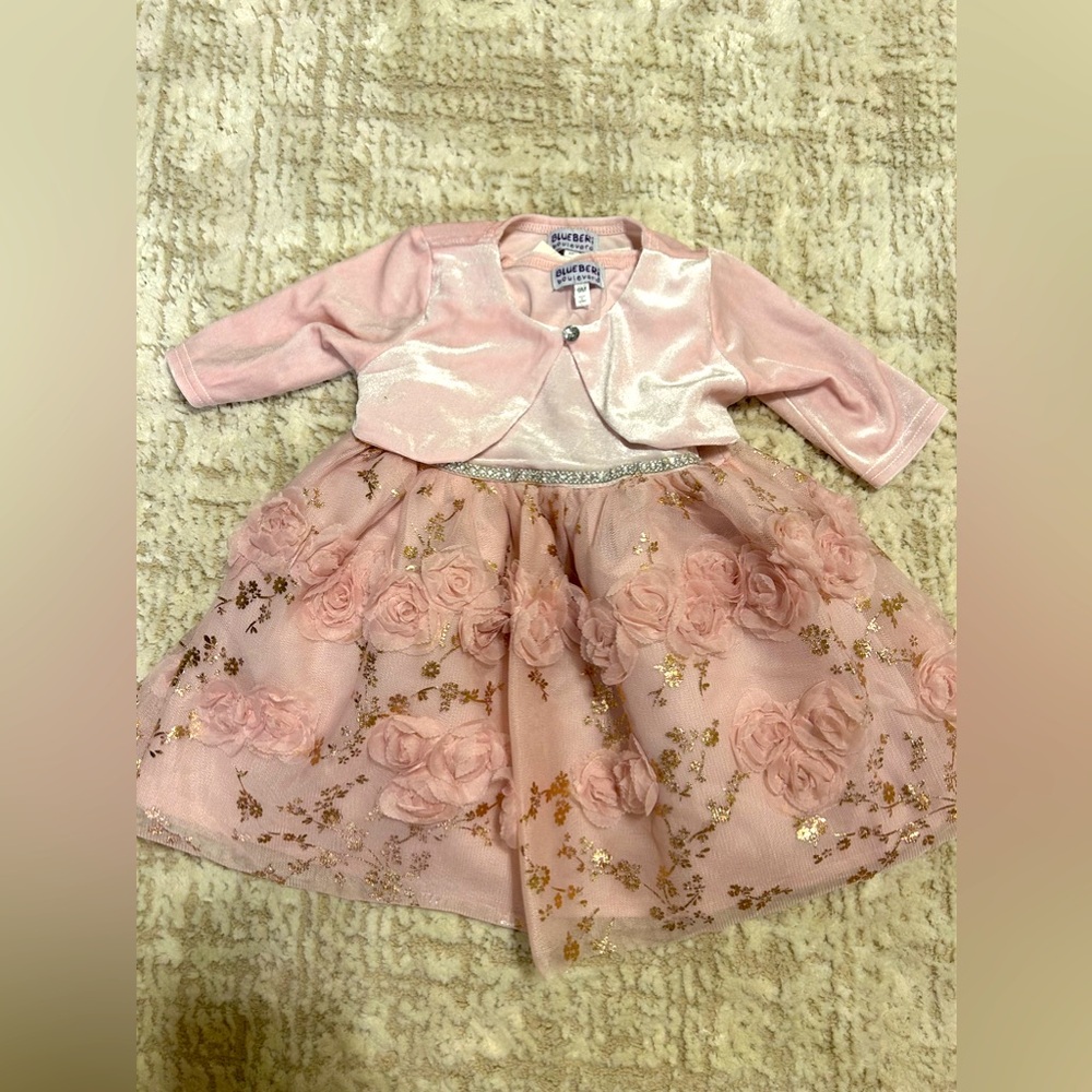 Baby girl blush pink dress outfit. NWT
